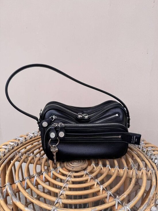 Acne Studios Handbags - Acne Studios Multipocket Black Multi-Pocket Biker-Style Shoulder Bag